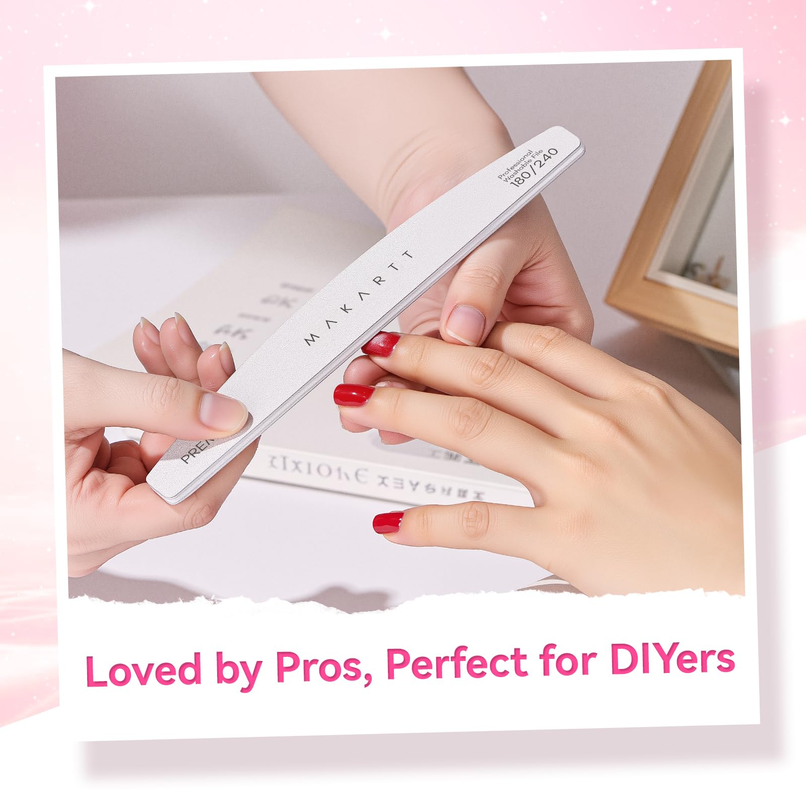 Makartt natural nails prep with dual grit file for prepping surfaces