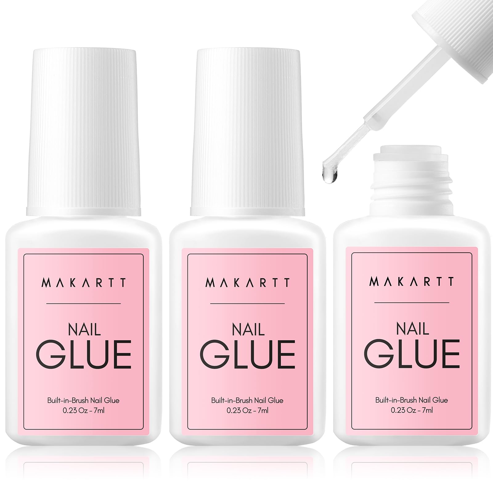 Makartt pegamento para uñas con brocha, fijación firme para uñas acrílicas.