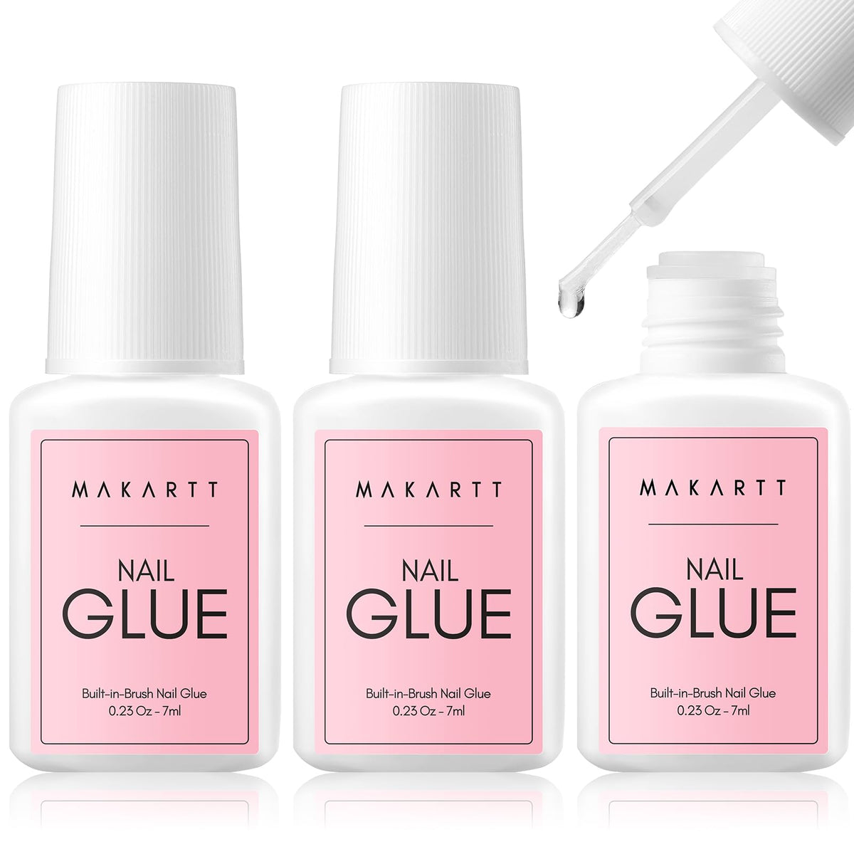 Makartt pegamento para uñas con brocha, fijación firme para uñas acrílicas.