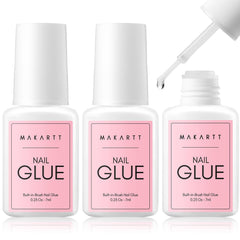 Makartt pegamento para uñas con brocha, fijación firme para uñas acrílicas.