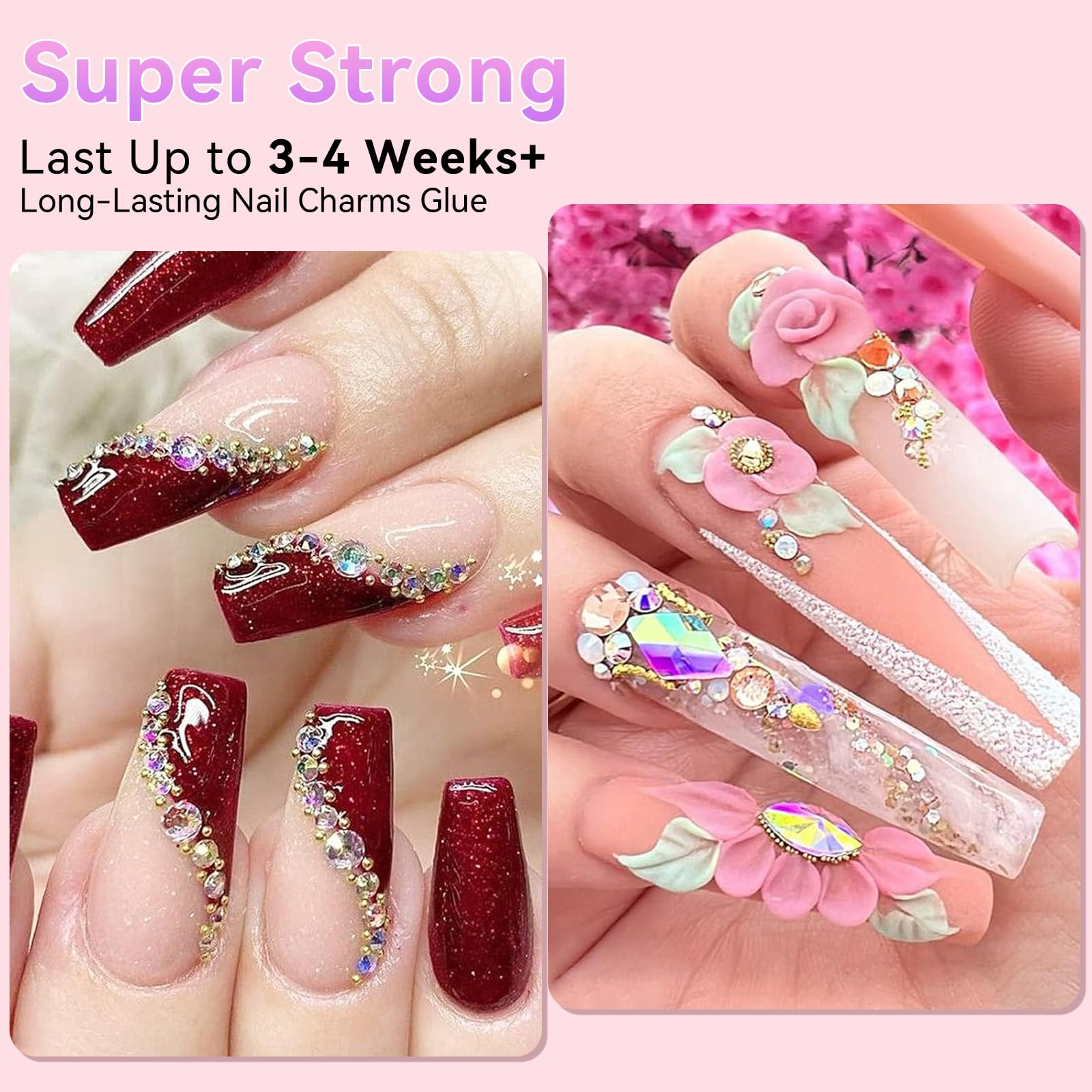 Makartt pegamento para uñas con incrustaciones, duradero y resistente.