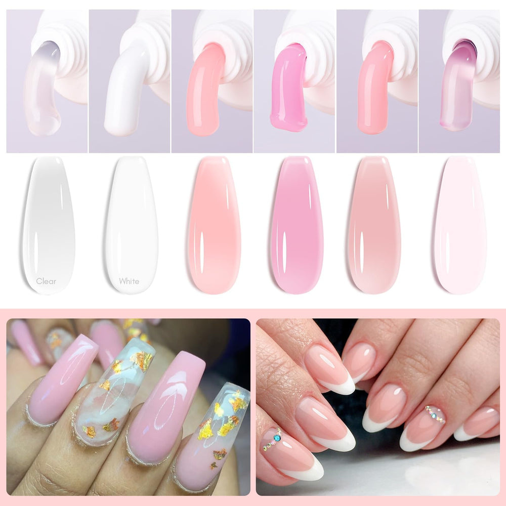 Makartt Poly Nail Gel Kit color swatches display trendy tones for professional-looking extensions.