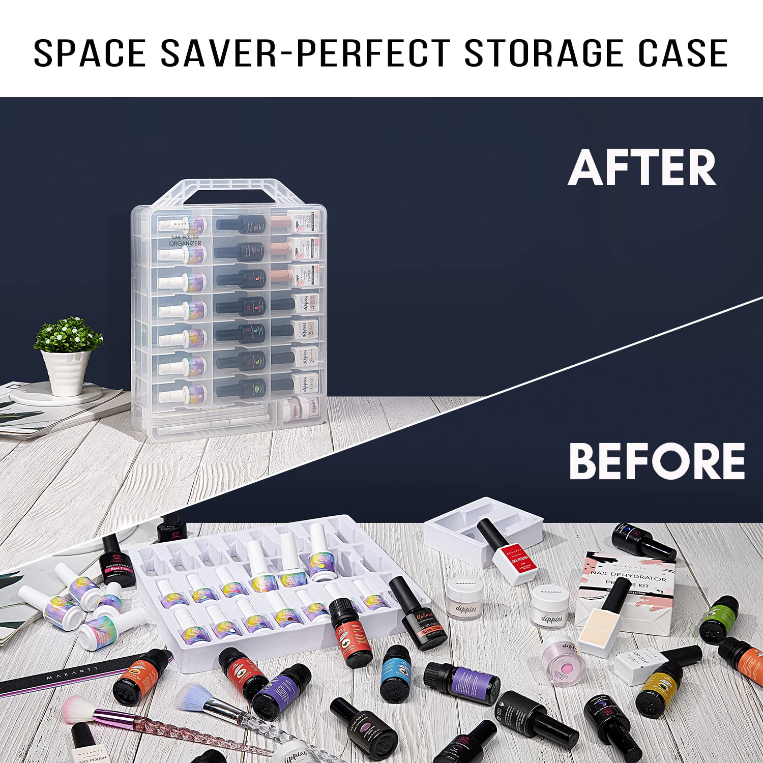 Makartt portable nail art storage case ideal for vanity or desk use.