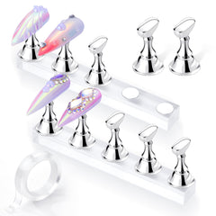 Makartt press-on nail stand with a silver magnetic base for stable nail art display.