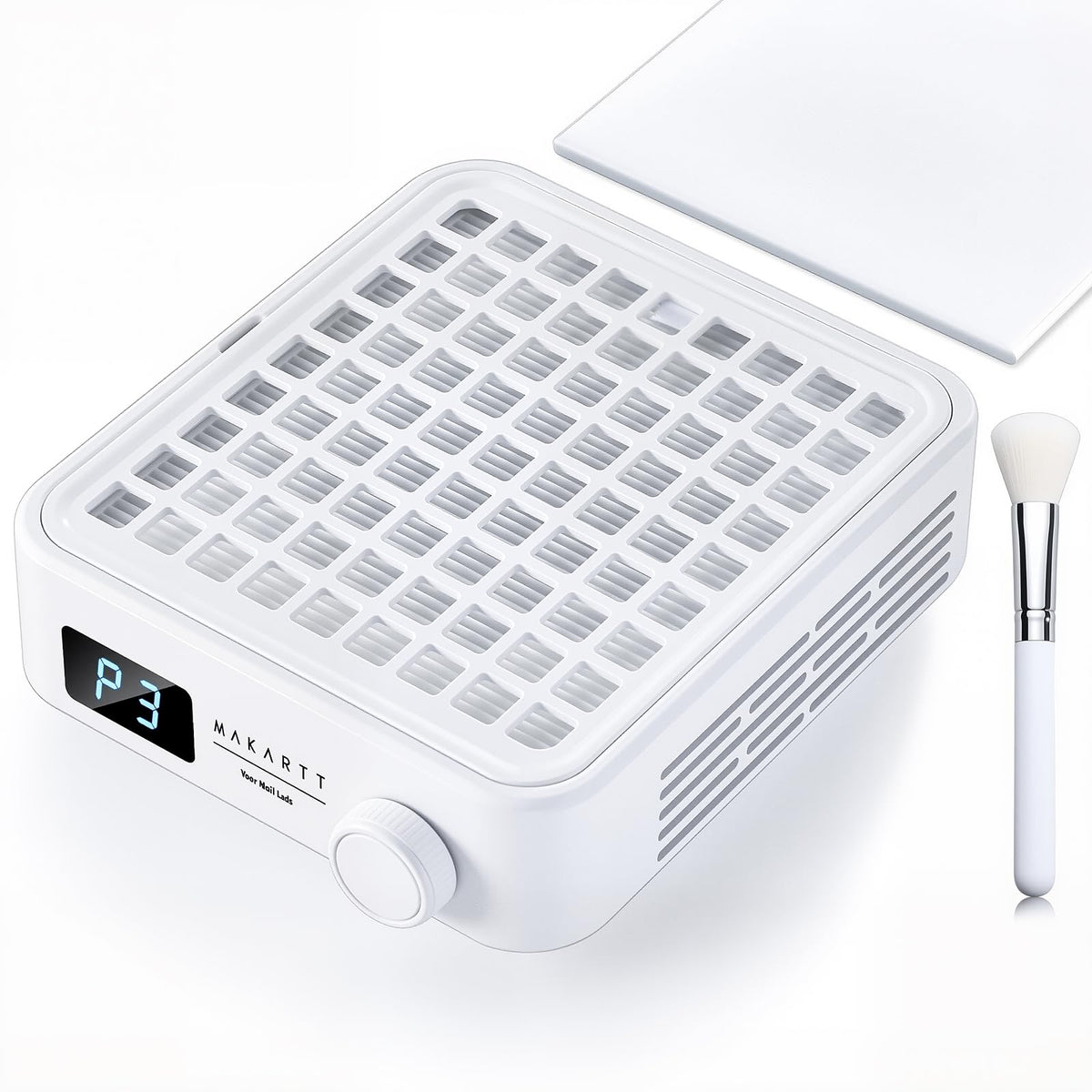 Makartt mini nail dust collector shows 360° suction for clean acrylic nails