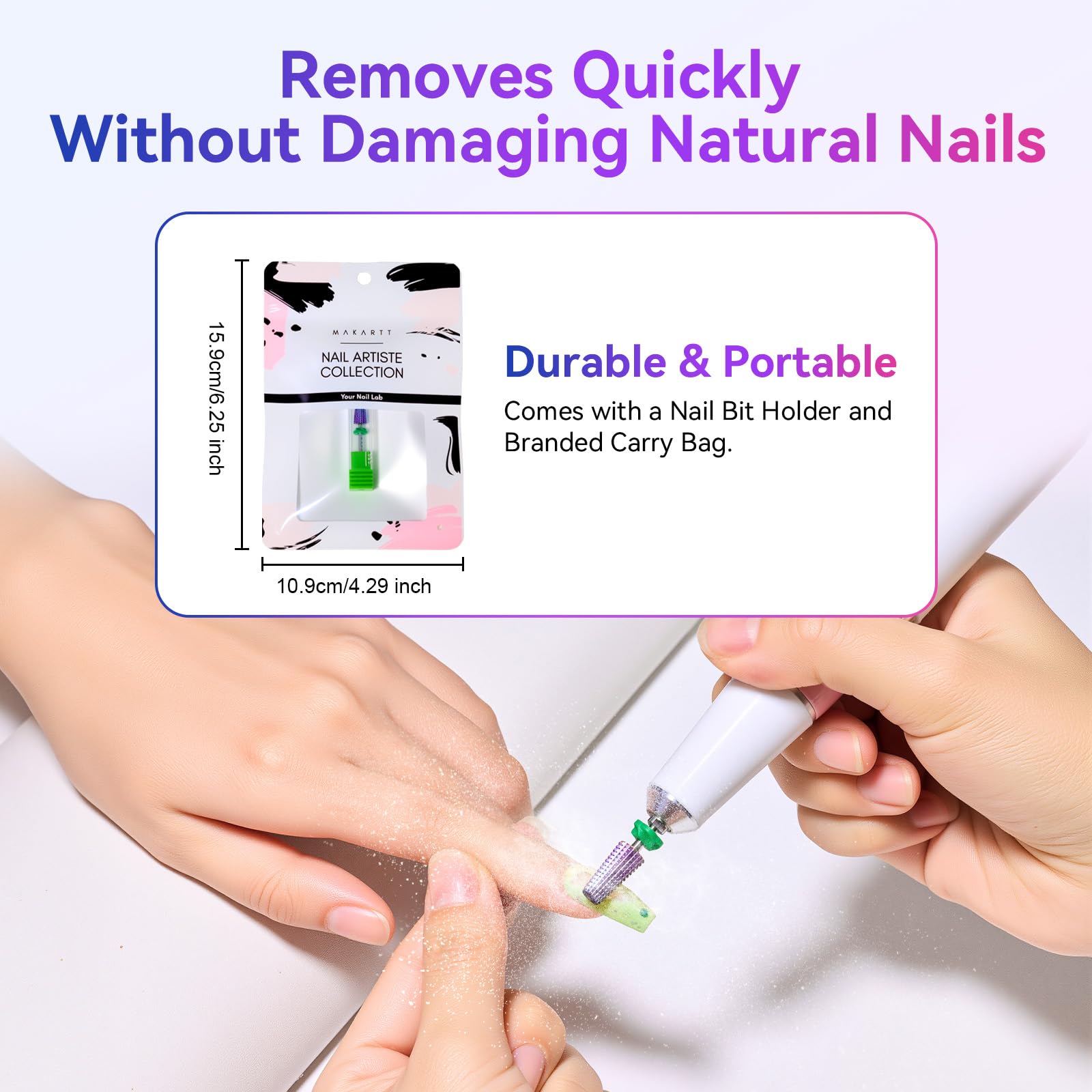 Makartt purple fine-grit nail bit for precise finishing.