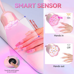 Rechargeable Makartt nail lamp with USB cable for cordless use.