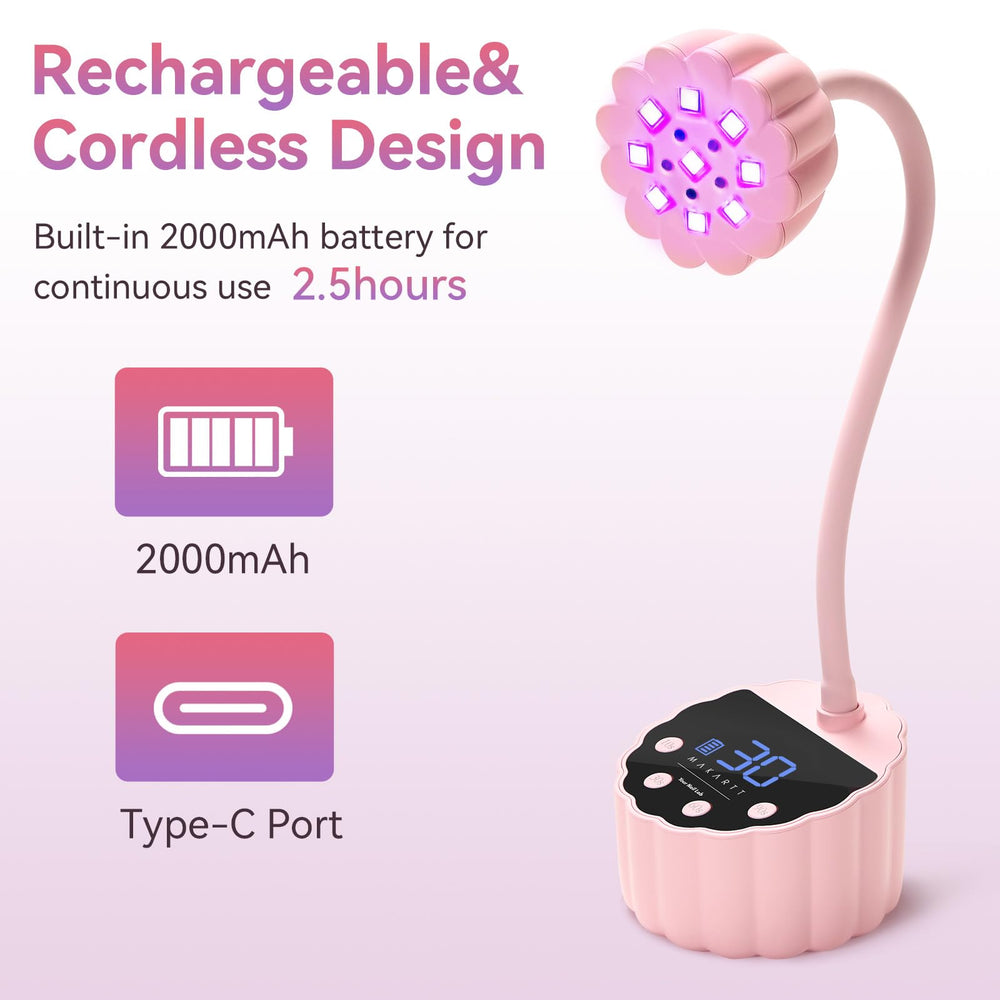 Makartt rose-pink design nail lamp combines style with compact storage