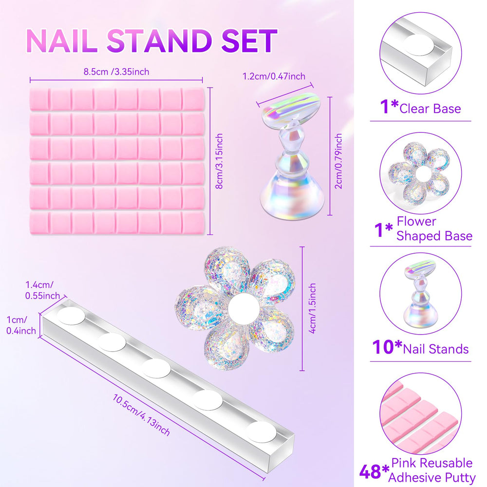 Makartt sticky adhesive putty keeps nails securely in place.