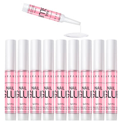Makartt super strong nail glue bottle closeup showing fast-drying bonding action.