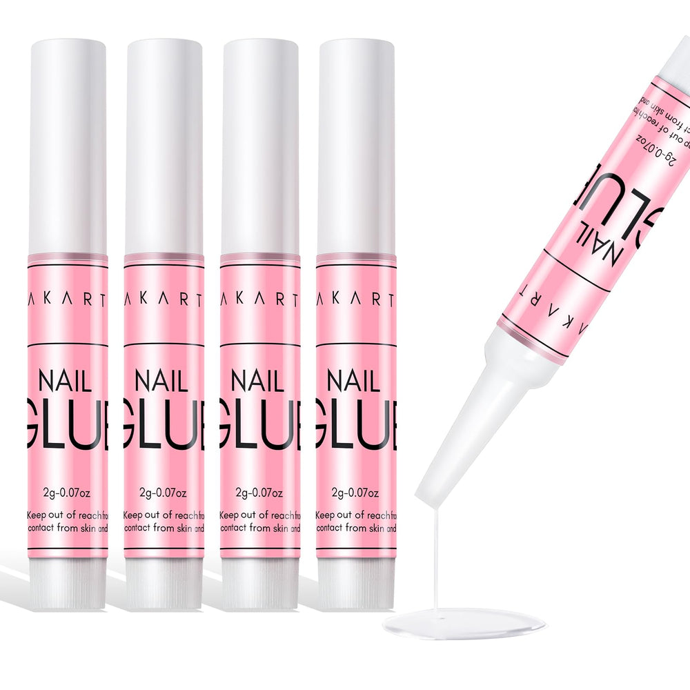 Makartt Super Strong Nail Glue bottle closeup showing quick-dry formula for long-lasting wear.