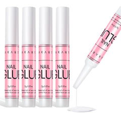 Makartt Super Strong Nail Glue bottle closeup showing quick-dry formula for long-lasting wear.