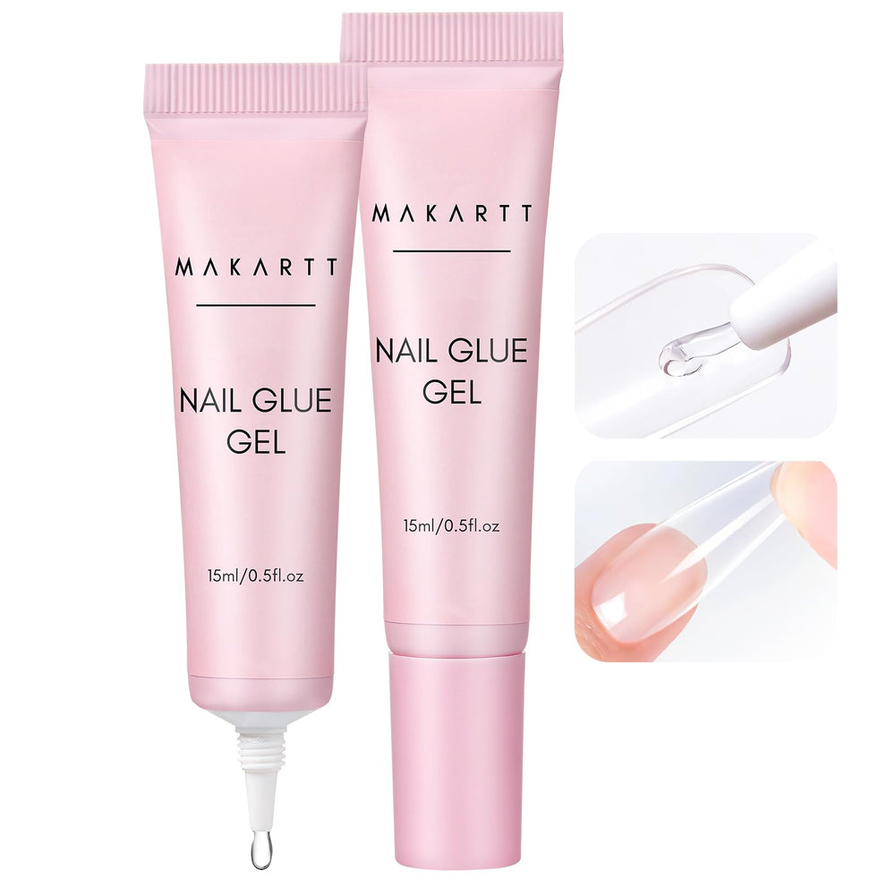 Makartt gel nail glue: tubo de aplicación precisa para fijación duradera de uñas postizas.