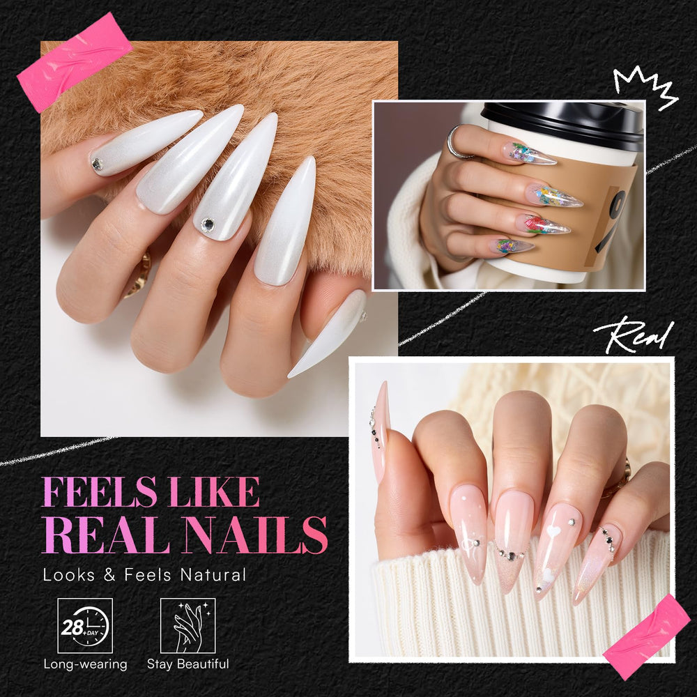 Makartt uñas tips stiletto almendra media cubiertas totales para acabado natural