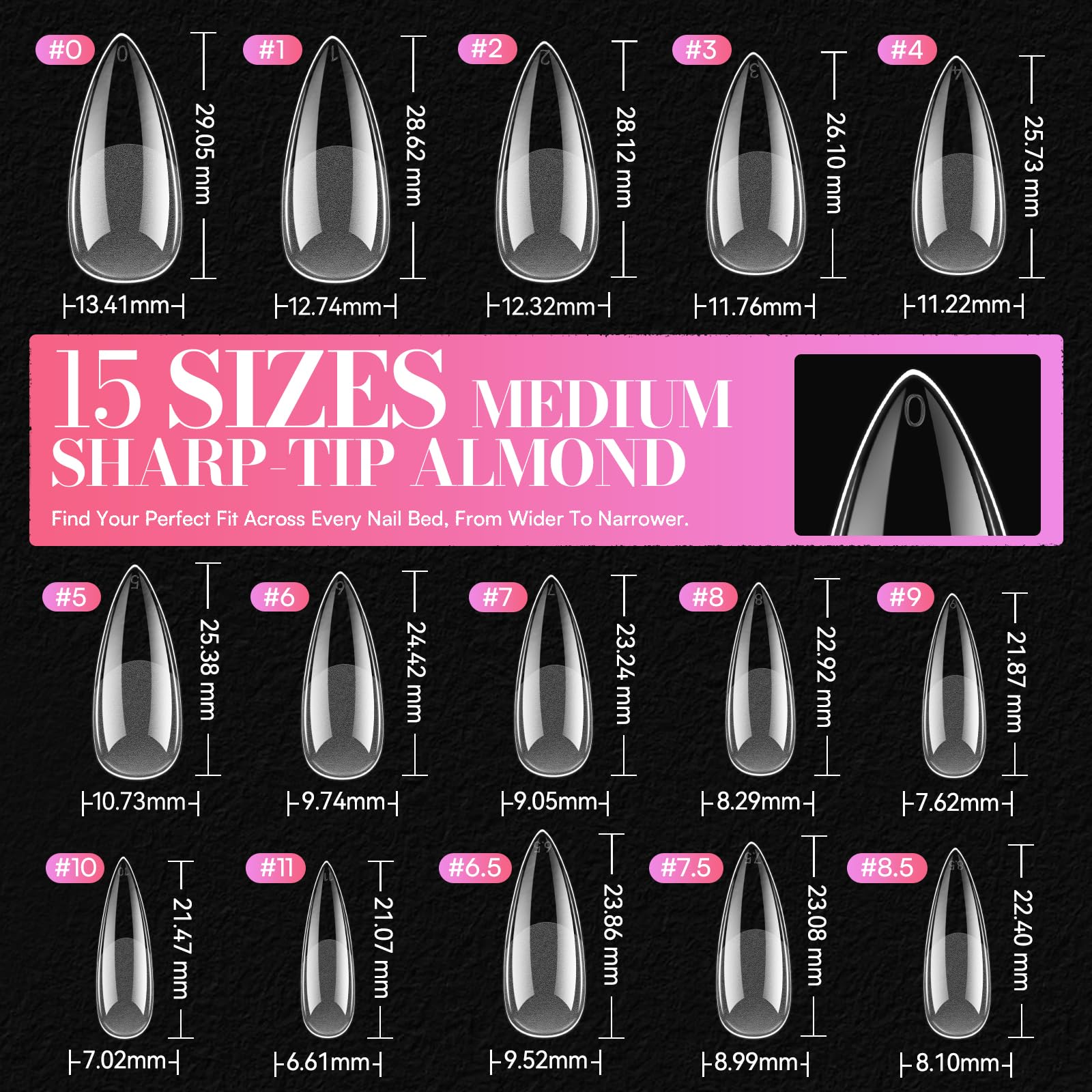 Makartt uñas tips stiletto almendra media para salon y DIY