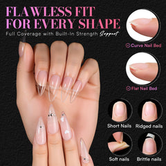 Makartt uñas tips stiletto almendra media sin lijado para aplicación limpia