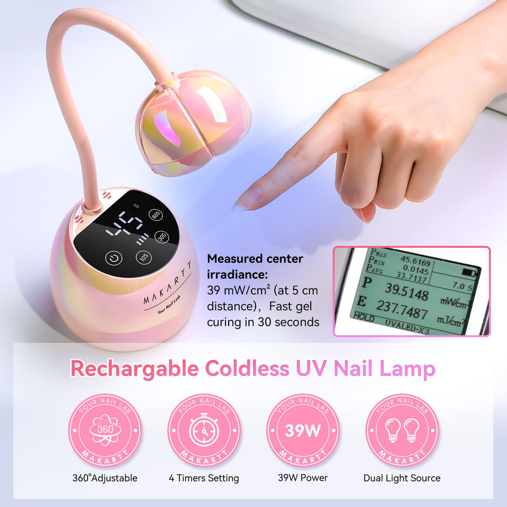 Makartt cordless UV LED lamp for on-the-go manicures.