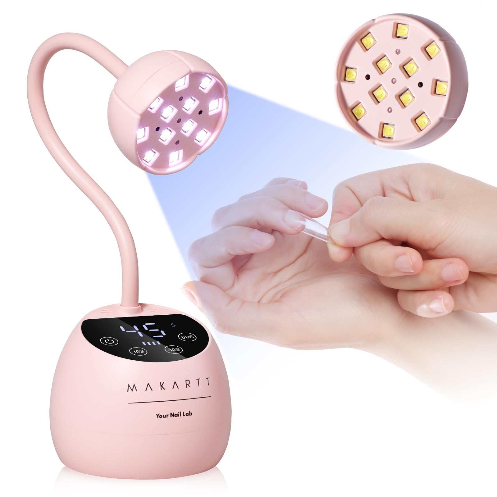 Makartt UV LED Nail Lamp with gooseneck for cordless precision in spot curing.