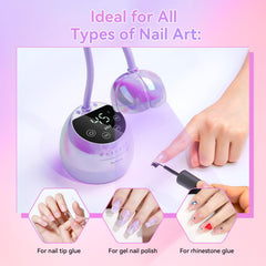 Makartt UV nail lamp 360-degree coverage for hard-to-reach nails.