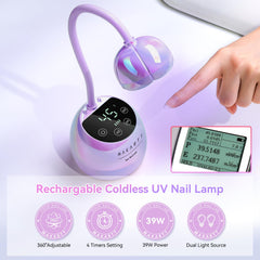 Makartt cordless UV lamp offers full mobility for on-the-go manicures.