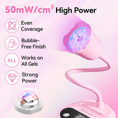 Makartt UV Nail Lamp LCD display shows time and battery status clearly.