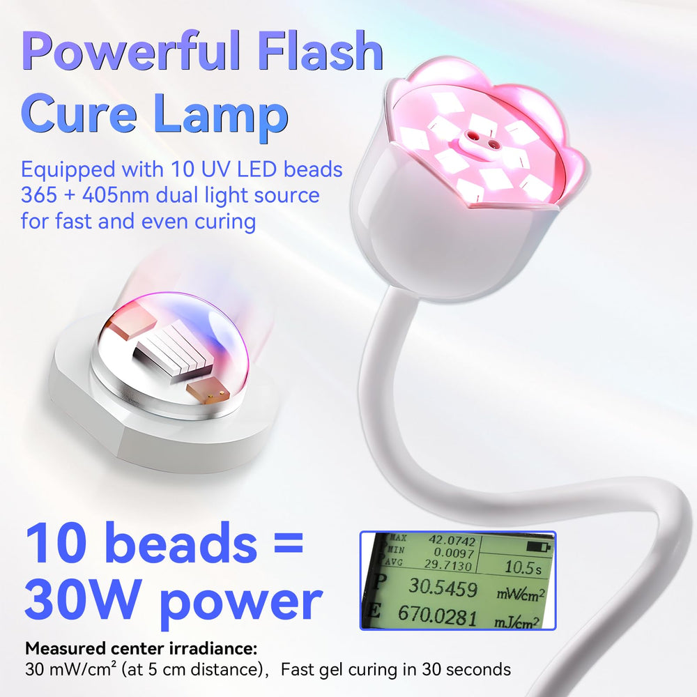 Makartt lamp's 360° gooseneck enables precise positioning for nail curing.