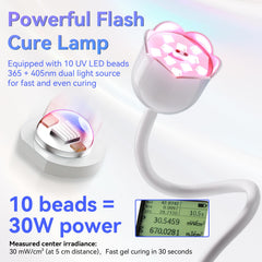 Makartt lamp's 360° gooseneck enables precise positioning for nail curing.