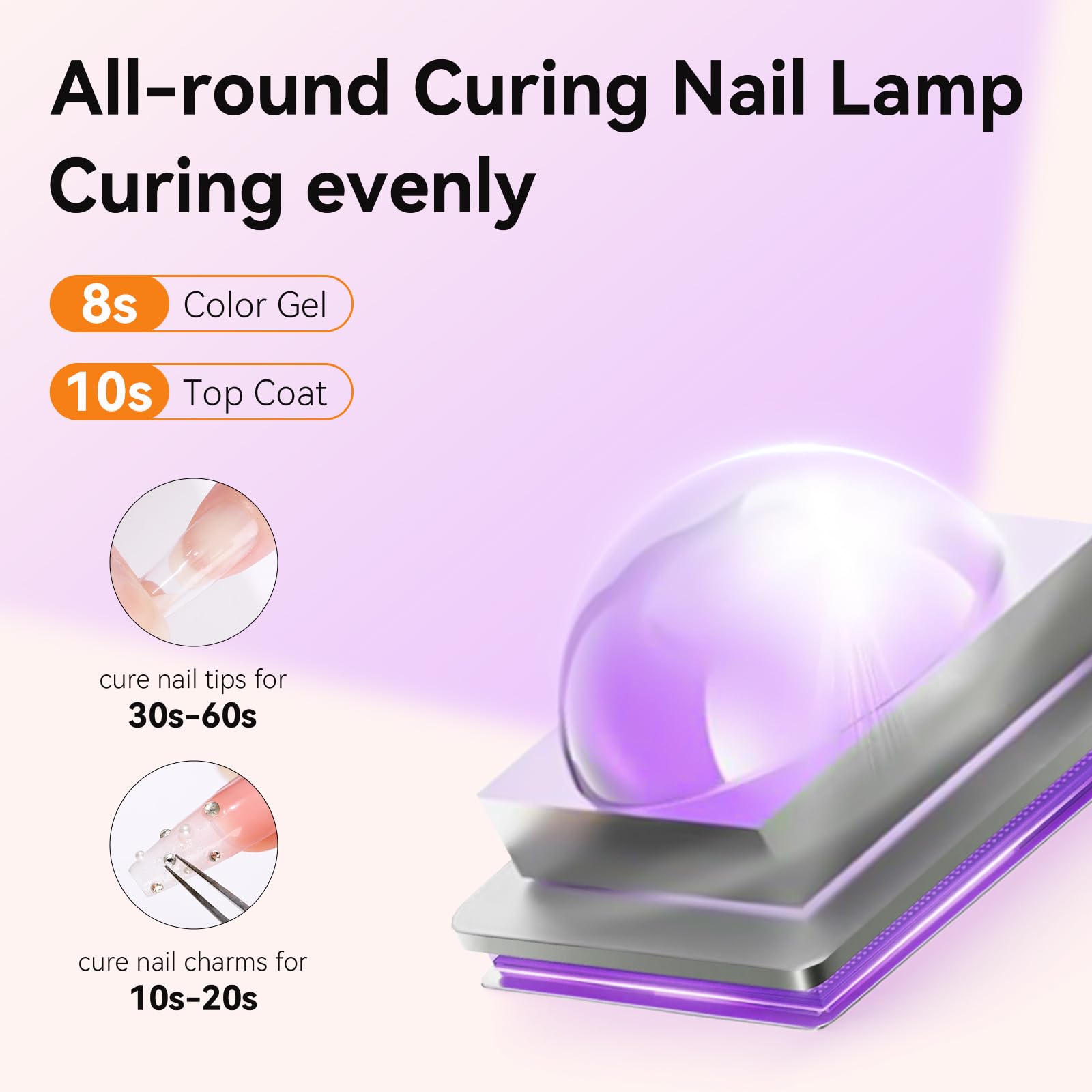 Makartt UV Nail Lamp compact design fits handheld use on nails.