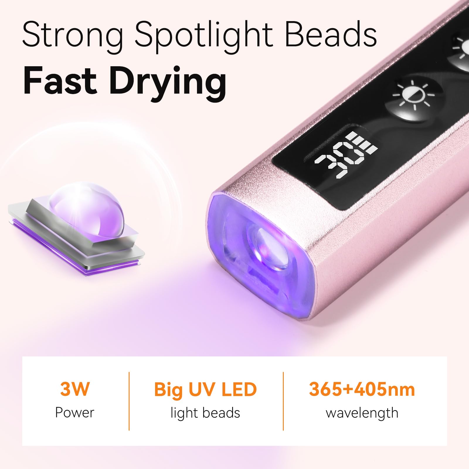 Makartt UV Nail Lamp LCD display clearly tracks mode and battery status.