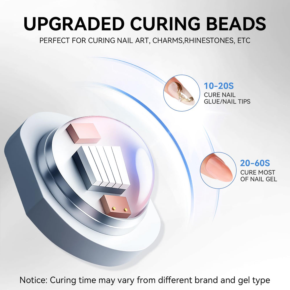 Makartt UV nail lamp with stand cures most gels in seconds for faster results.