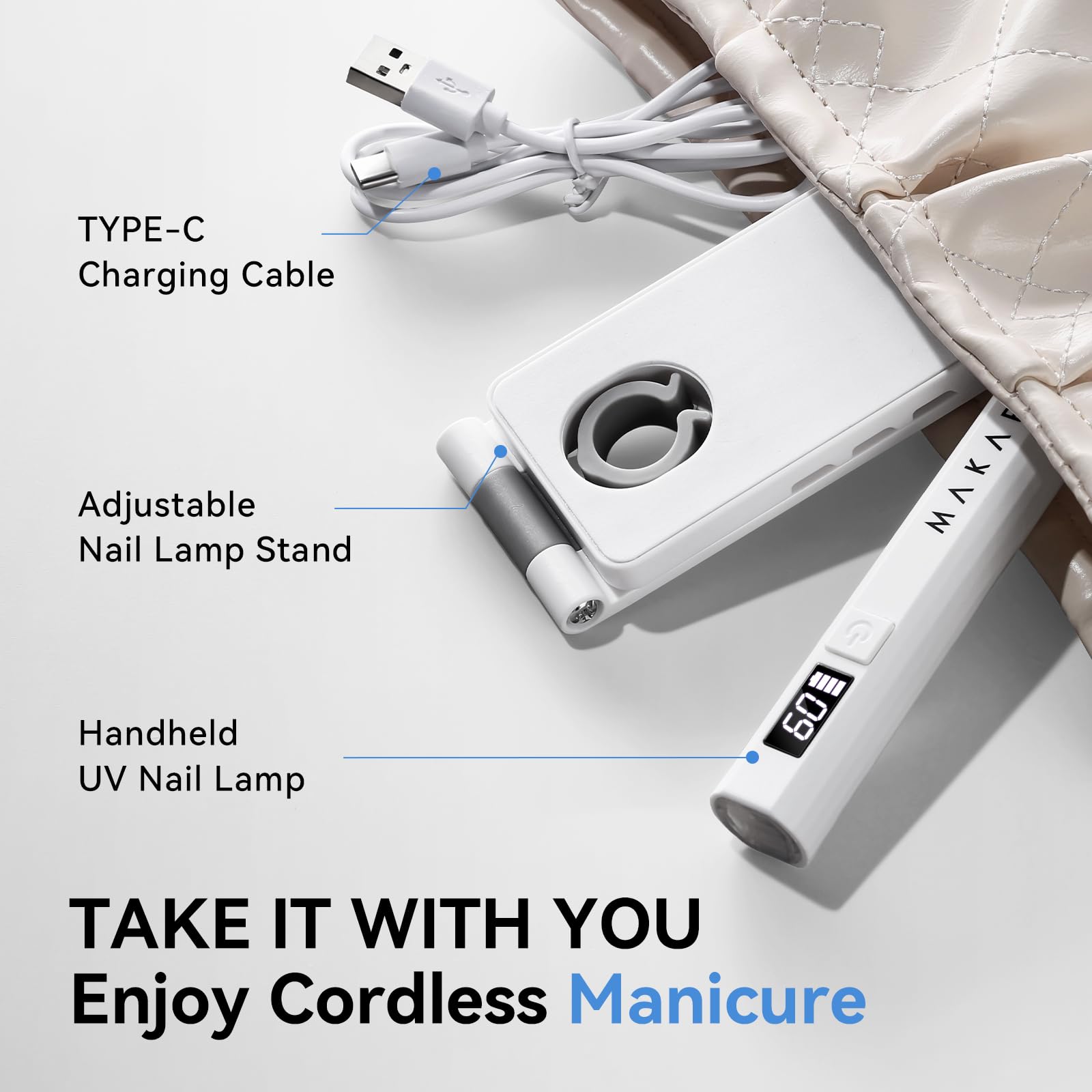 Makartt handheld nail lamp with stand combines portability and salon-grade results.