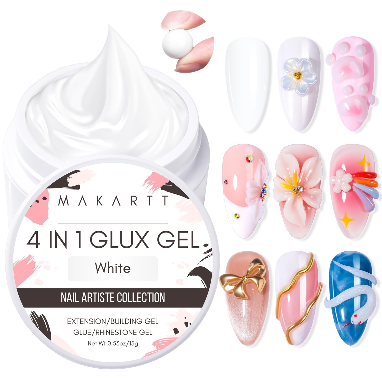Makartt White 3D Gel para uñas: crea esculturas 3D duraderas y precisas
