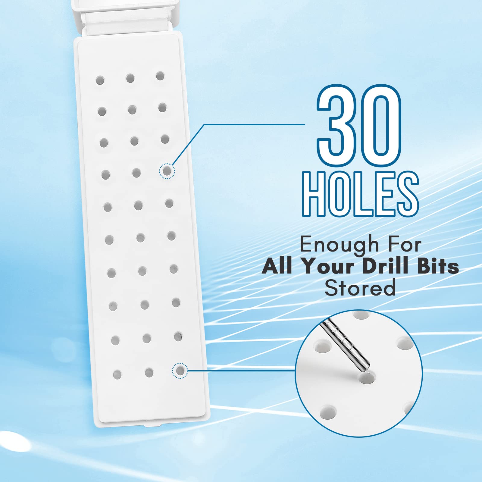 Makartt white acrylic dustproof cover protects stored bits from dust and moisture