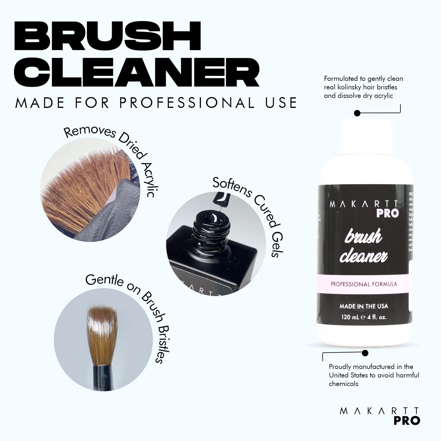 MakarttPro brush conditioner application showing softness and smoother acrylic work.