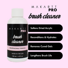 MakarttPro deep cleanse image illustrating acrylic residue removal and brush longevity.
