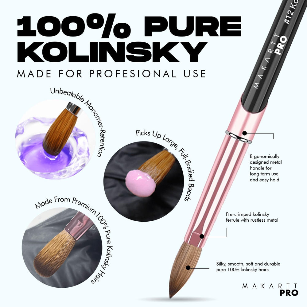 MakarttPro monomer-resistant brush for balanced acrylic beads and precise application.