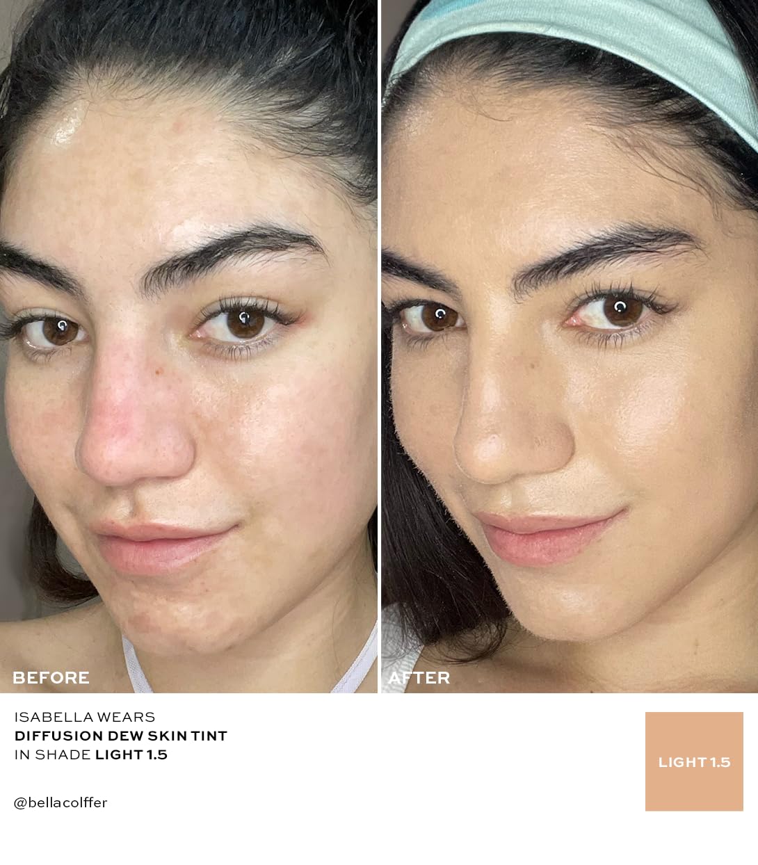 MAKE Diffusion Dew Skin Tint applied to cheek for seamless blend and radiance
