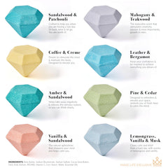 MAKE LIFE EXCLUSIVE bath bombs for men close-up, rich masculine scent for stress relief at night.