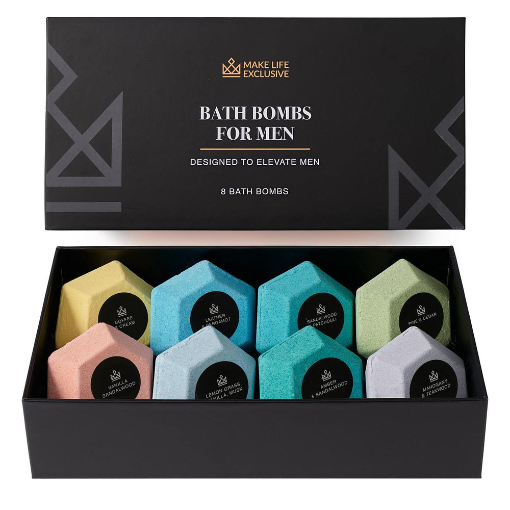 MAKE LIFE EXCLUSIVE bath bombs for men front view, ideal for a relaxing post-workout soak.