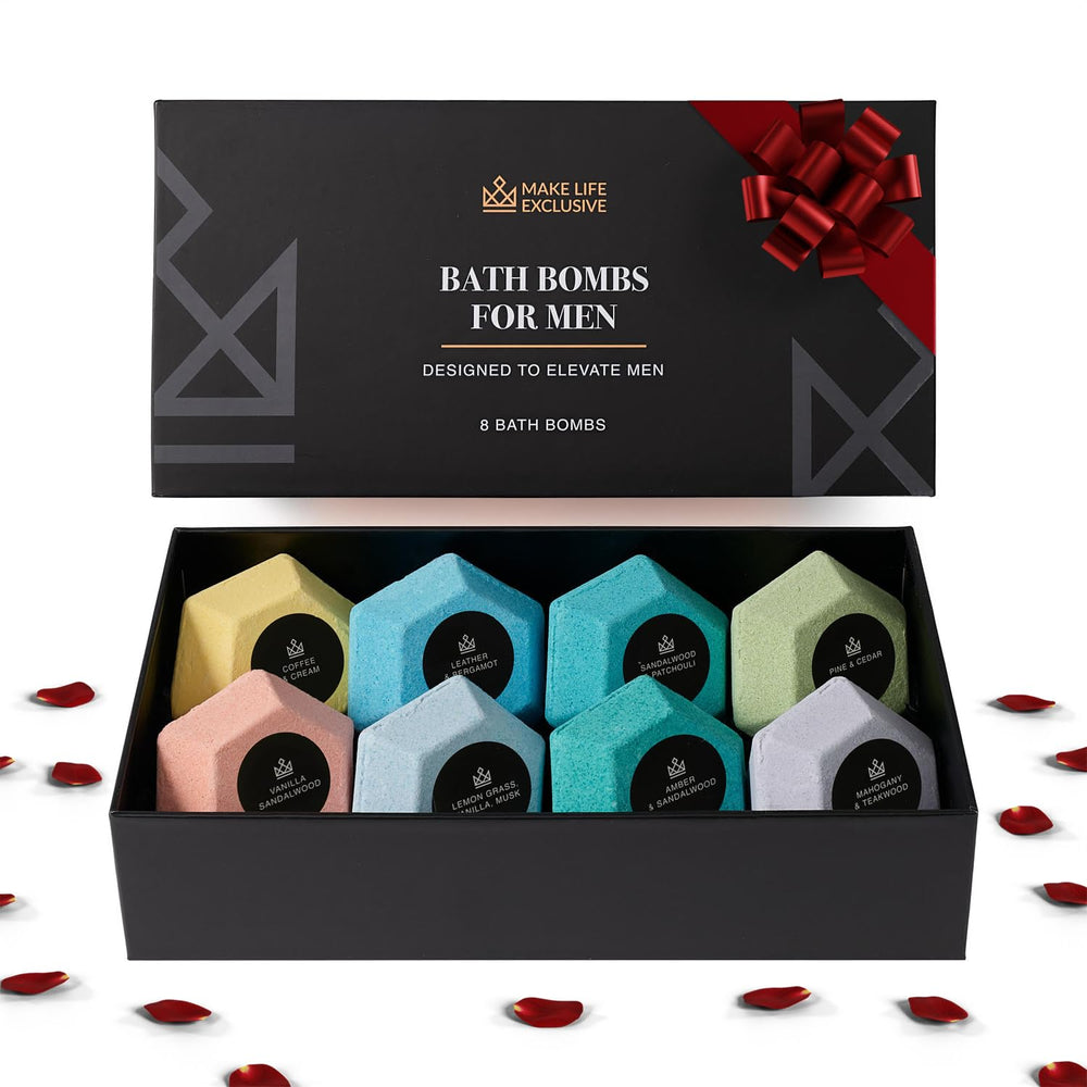 MAKE LIFE EXCLUSIVE bath bombs for men masculine design, ideal for a spa-like home routine.