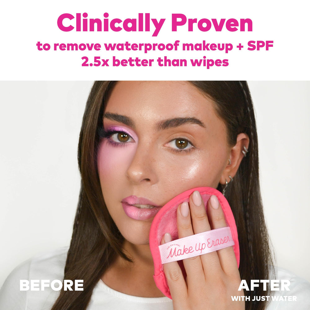 MakeUp Eraser Original set close-up of soft fibers—gentle, water-activated cleansing for all skin types.