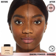 Esponja para sellar contorno e iluminación con polvos de Makeup Revolution.