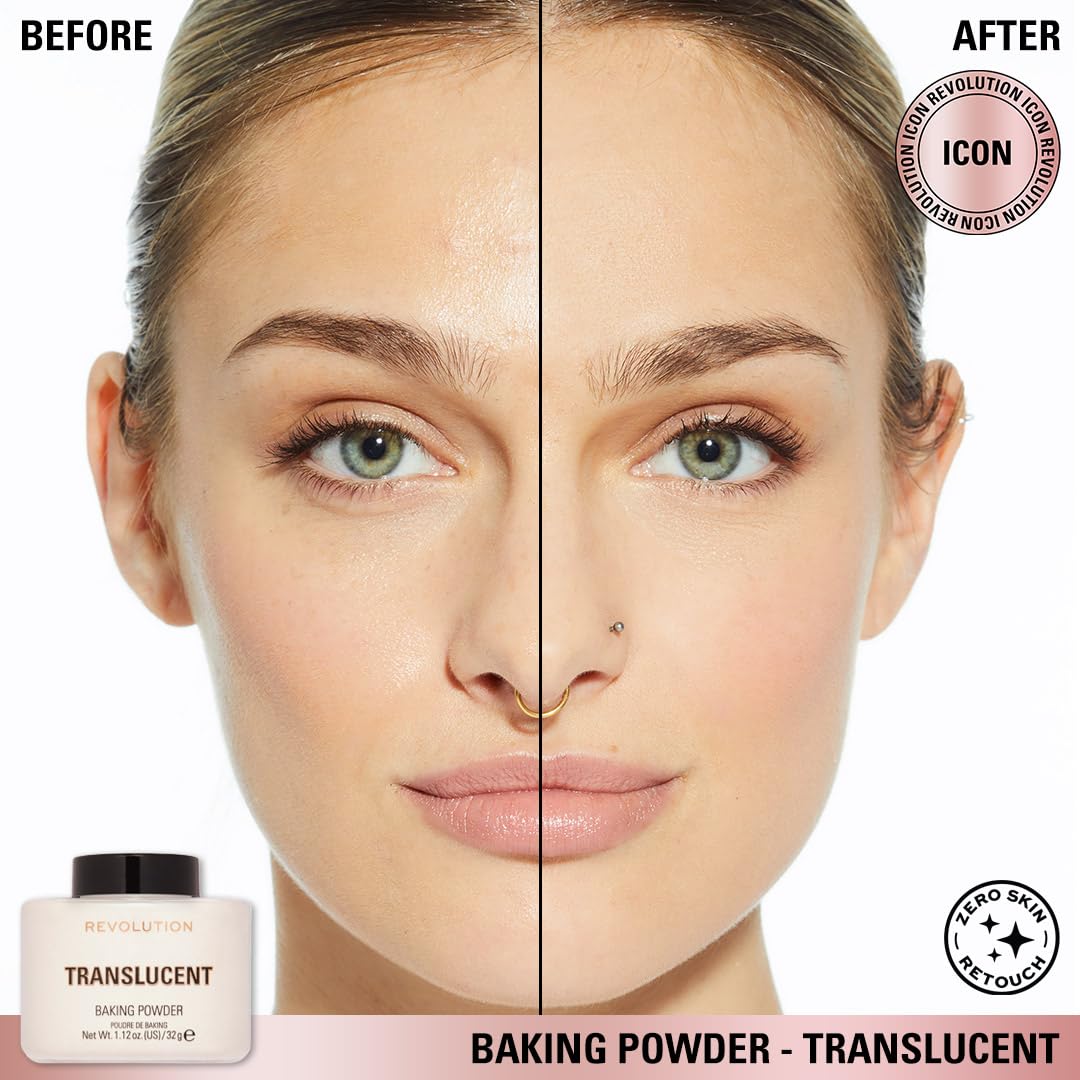 Makeup Revolution polvo-mate-acabado: reduce brillos y deja piel suave y uniforme.
