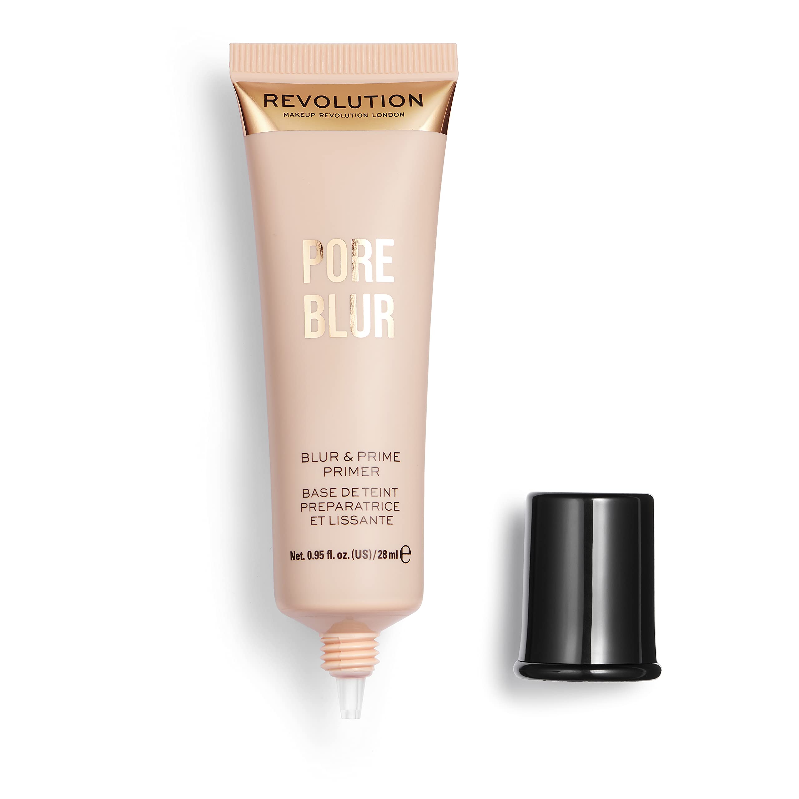 Makeup Revolution pore blur primer swatch shows even texture under foundation