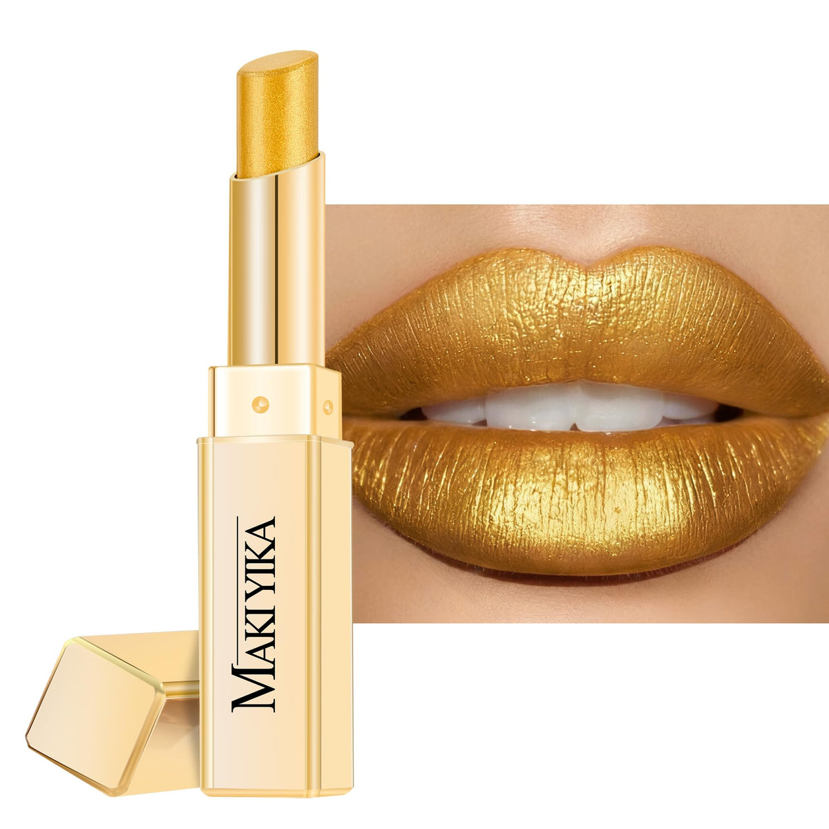 MAKI YIKA barra labio brillo dorado realza color y hidratación diaria
