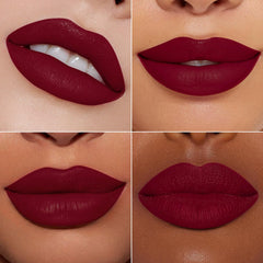 Maki Yika Burgundy lipstick tube close-up with matte finish