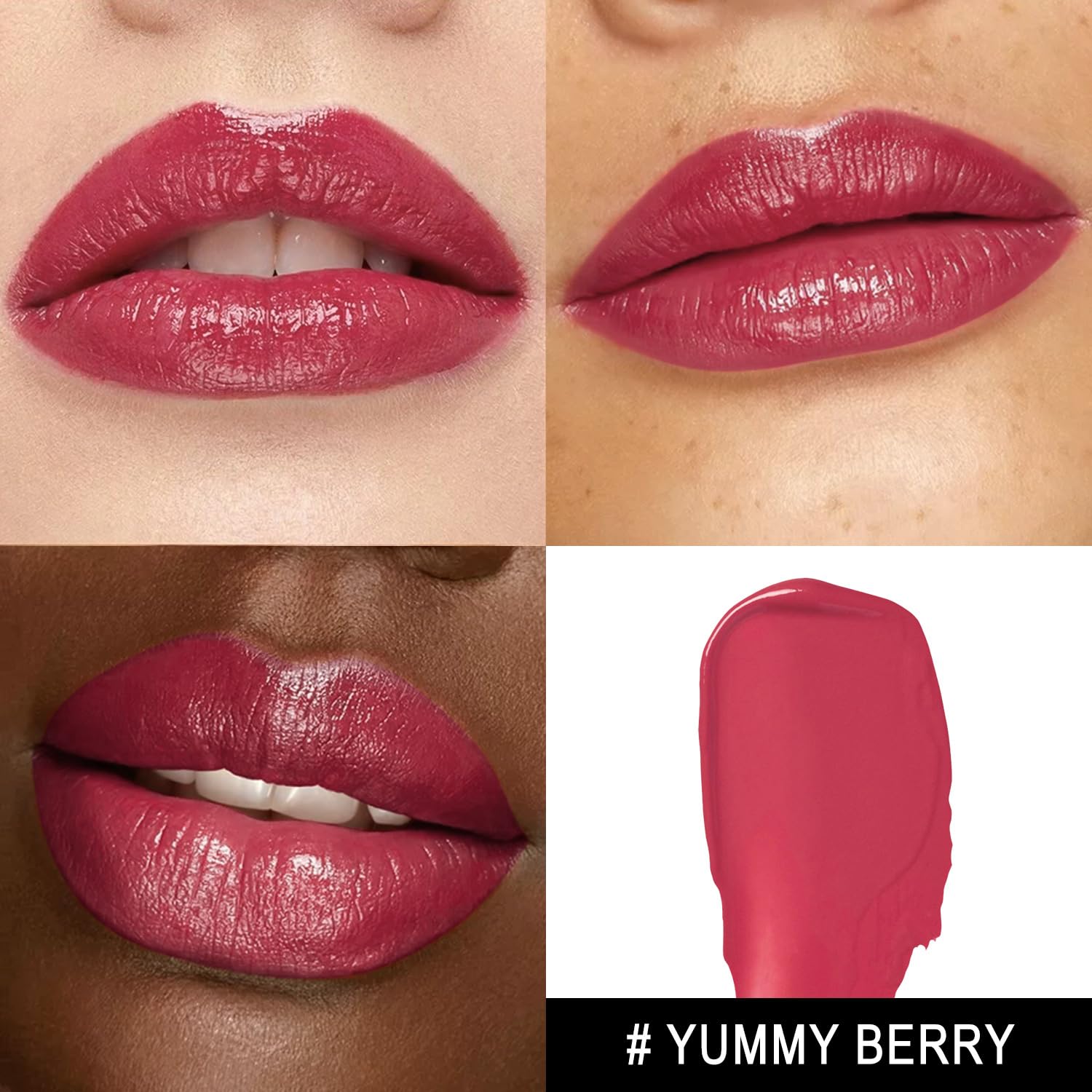 MAKI YIKA Moisture Berry Red Lipstick swirl highlights rich color and smooth glide