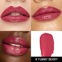 MAKI YIKA Moisture Berry Red Lipstick swirl highlights rich color and smooth glide