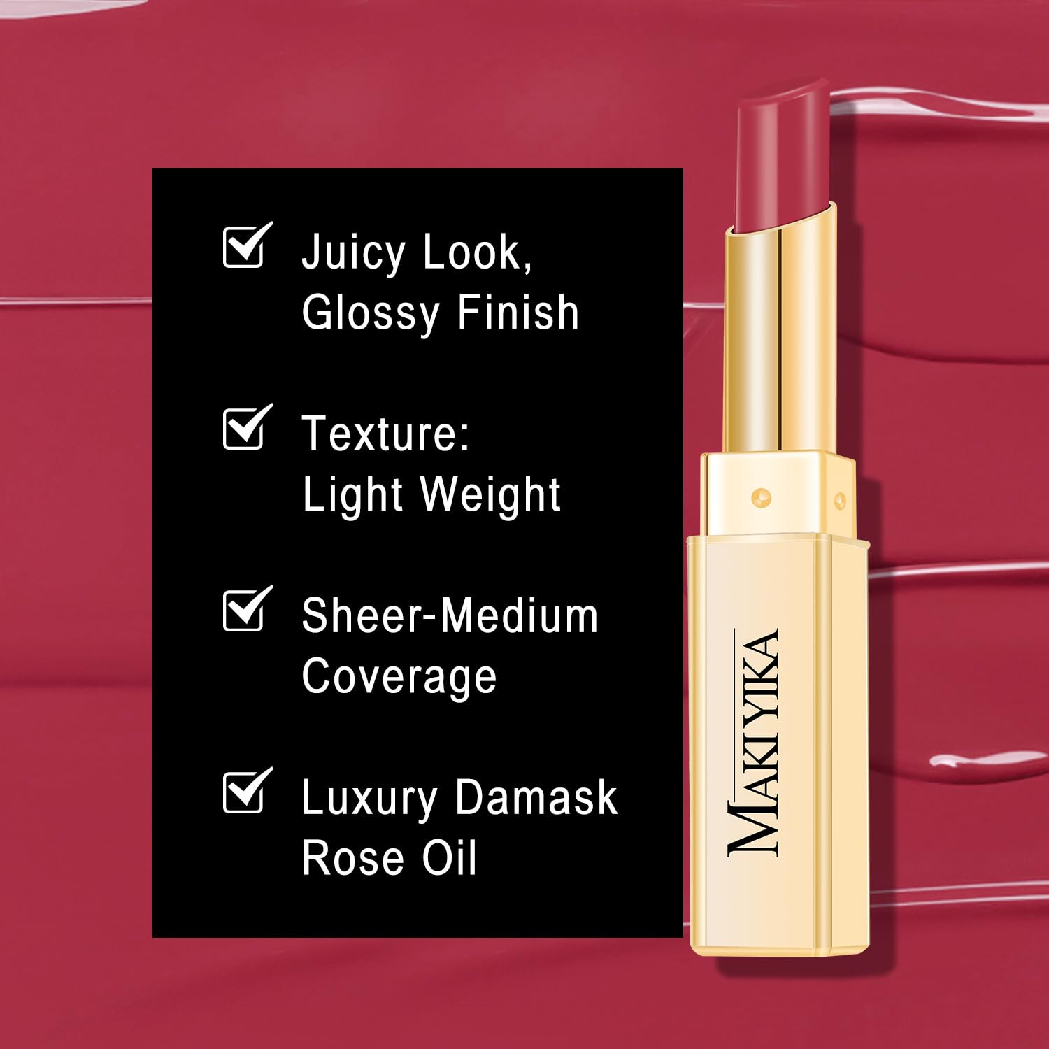 MAKI YIKA Moisture Berry Red Lipstick tube for portable on-the-go hydration