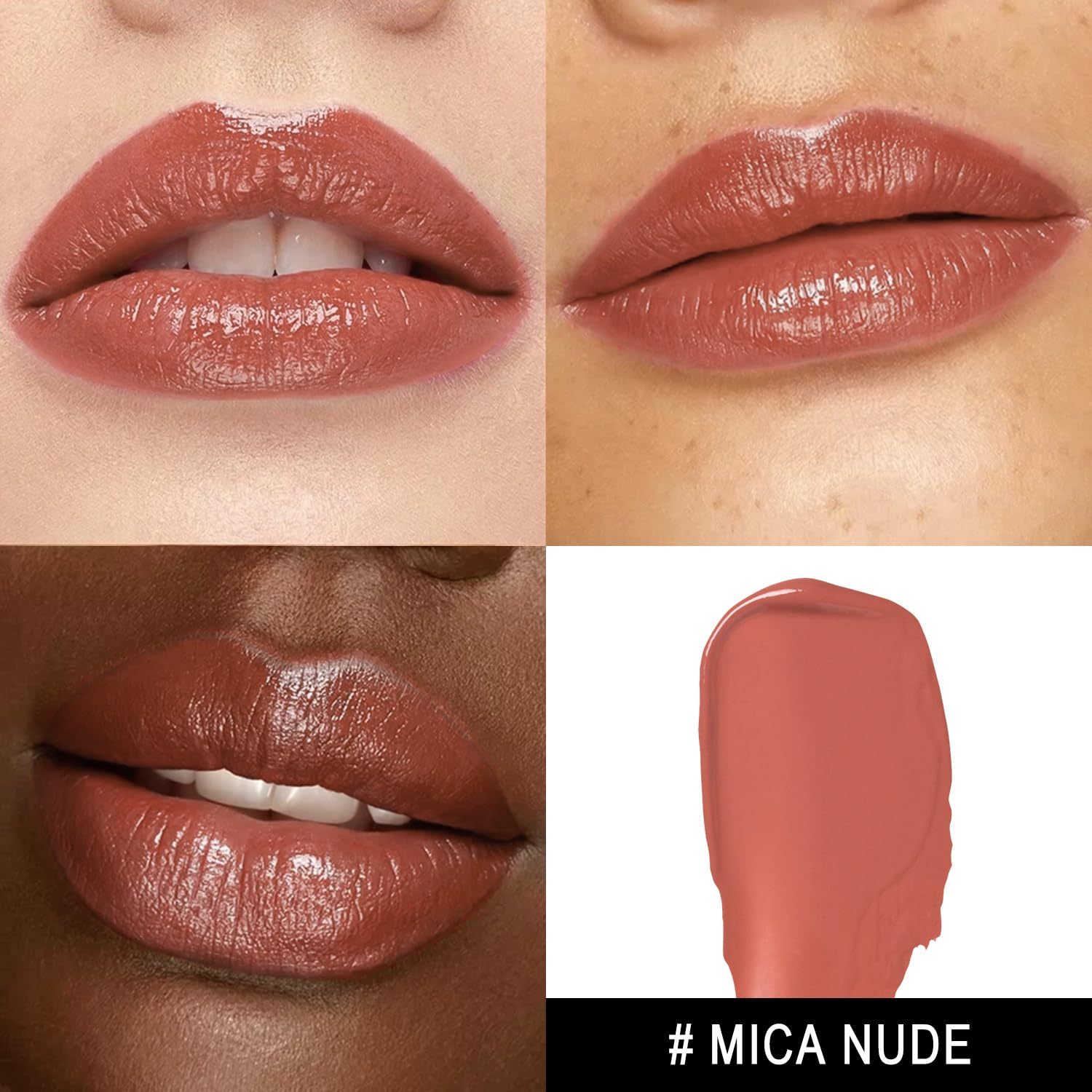 MAKI YIKA lip color swatch shows warm brown nude for daily wear.